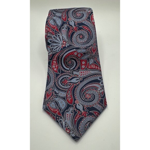 Daniel Cremiux Other - DANIEL CREMIEUX Men's 100% Silk Handmade Paisley Tie Navy Blue Red White